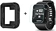 for Garmin Forerunner 35 Case, Lamshaw Silicone Case with Screen Protector (2 Pack) for Garmin Forerunner 35 Watch (Black case+ Screen Protector)