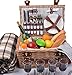 SatisInside Upgrade Insulated Luxury 28Pcs Kit Wicker Picnic Basket Set for 4 People - Reinforced Handle - Stripes