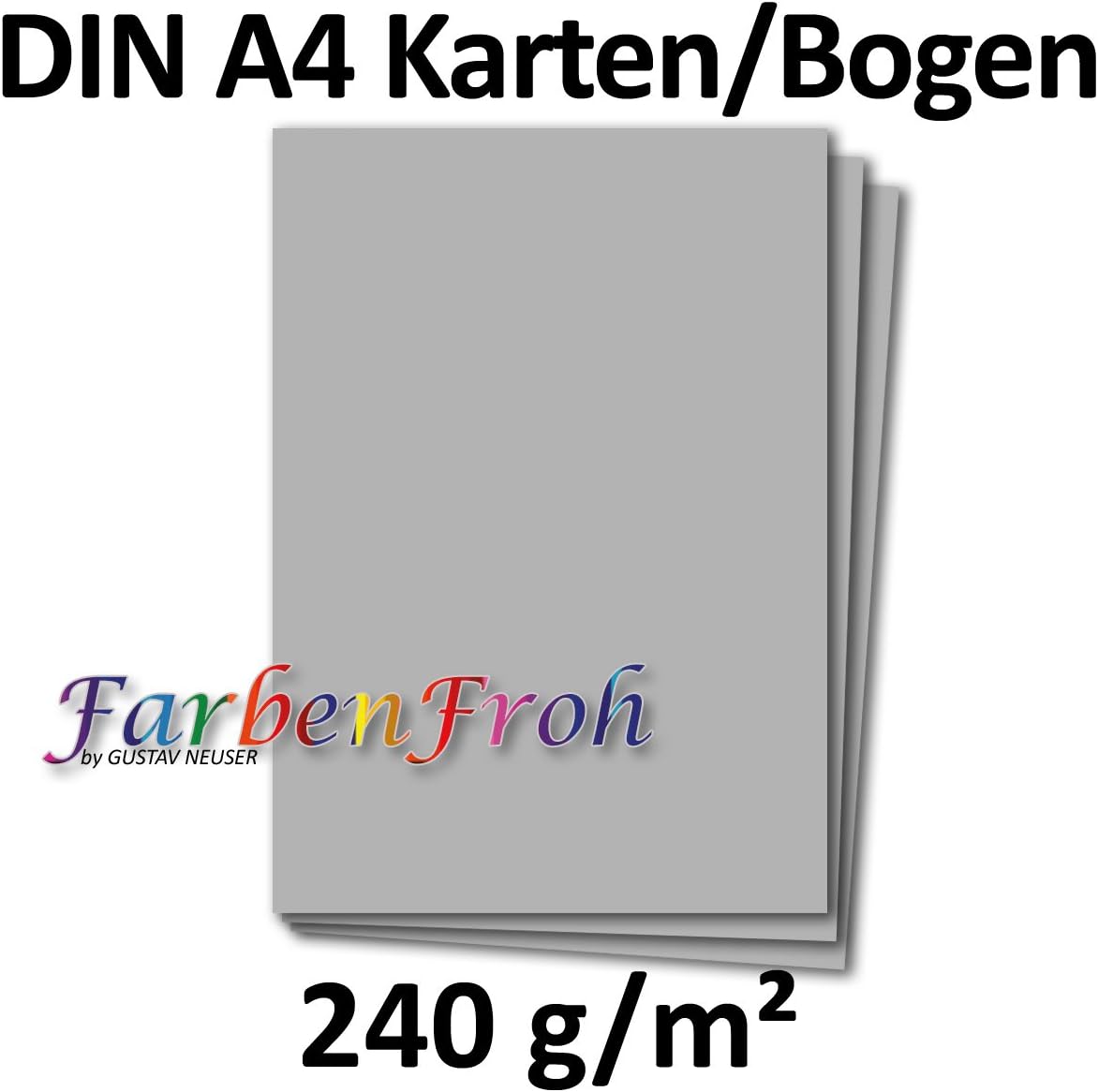 FarbenFroh by GUSTAV NEUSER 25 DIN A4 paper sheets Planobogen Light Grey (Grey) 240 g/m² 21 x 29.7 cm craft sheet clay paper photo cardboard craft paper clay cardboard FarbenFroh - Image 4
