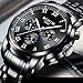 Watches, Men's quartz Analog Chronograph Black Wrist Watch Stainless Steel Band