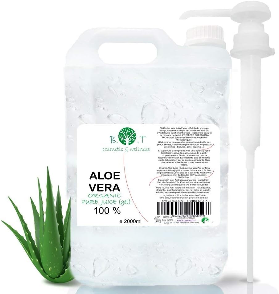 BIO Fresh Aloe Vera Liquid Concentrate directly from the Organically Grown Plant. 100% Natural & Purp. Cold Pressed. Cosmetic Preparation