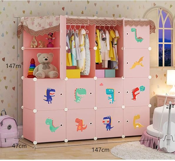 Yigui Garde Robe Armoire Pour Enfants Fille En Plastique Assemblage Stockage Bebe Bebe Armoire Dessin Anime Armoire De Rangement E Amazon Fr Cuisine Maison