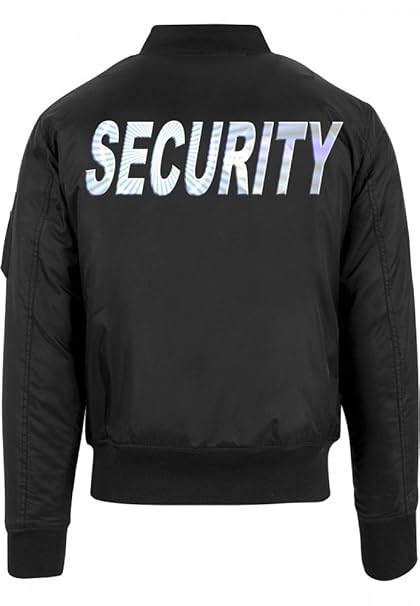 Coole-Fun-T-Shirts Security - Bomber Jacke - reflektierender Druck S M L XL XXL schwarz Bomberjacket