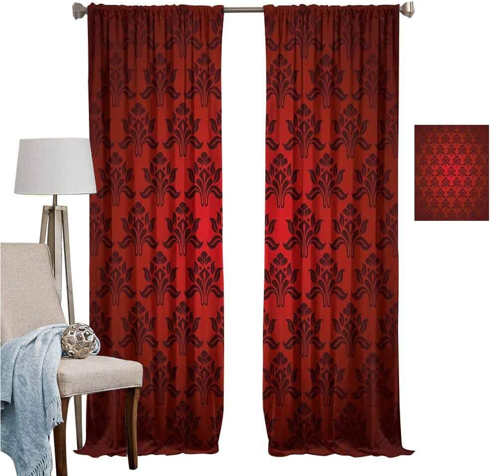 Windproof Curtain Maroon Classical Antique Pattern Baroque