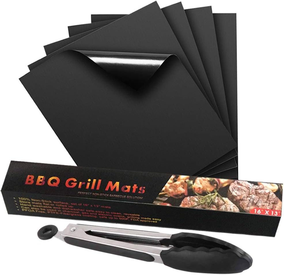 BBQ Grill Mat Set (16"x13"), Non-Stick Barbecue Grill & Baking Mats for Baking on Gas Charcoal, Oven and Electric Grills