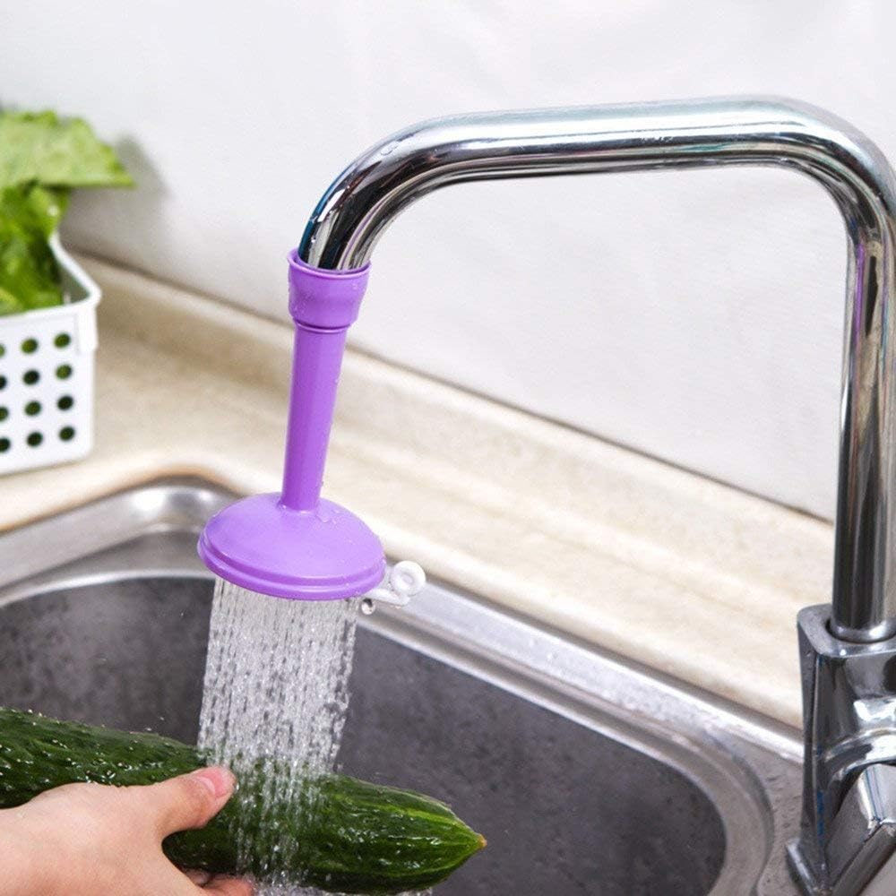Kitchen Tools Silicone Rubber 360 Degree Rotation Flexible Water Faucet Sprayer, Multicolour, Painted Finish