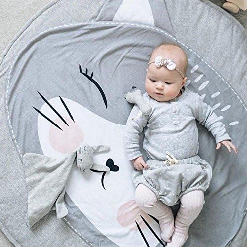 Werchenli Cartoon Style Baby Play Mat for Floor Reversible Thick 100% Soft Cotton 37.4 Inches Playmat for Kids, Cat