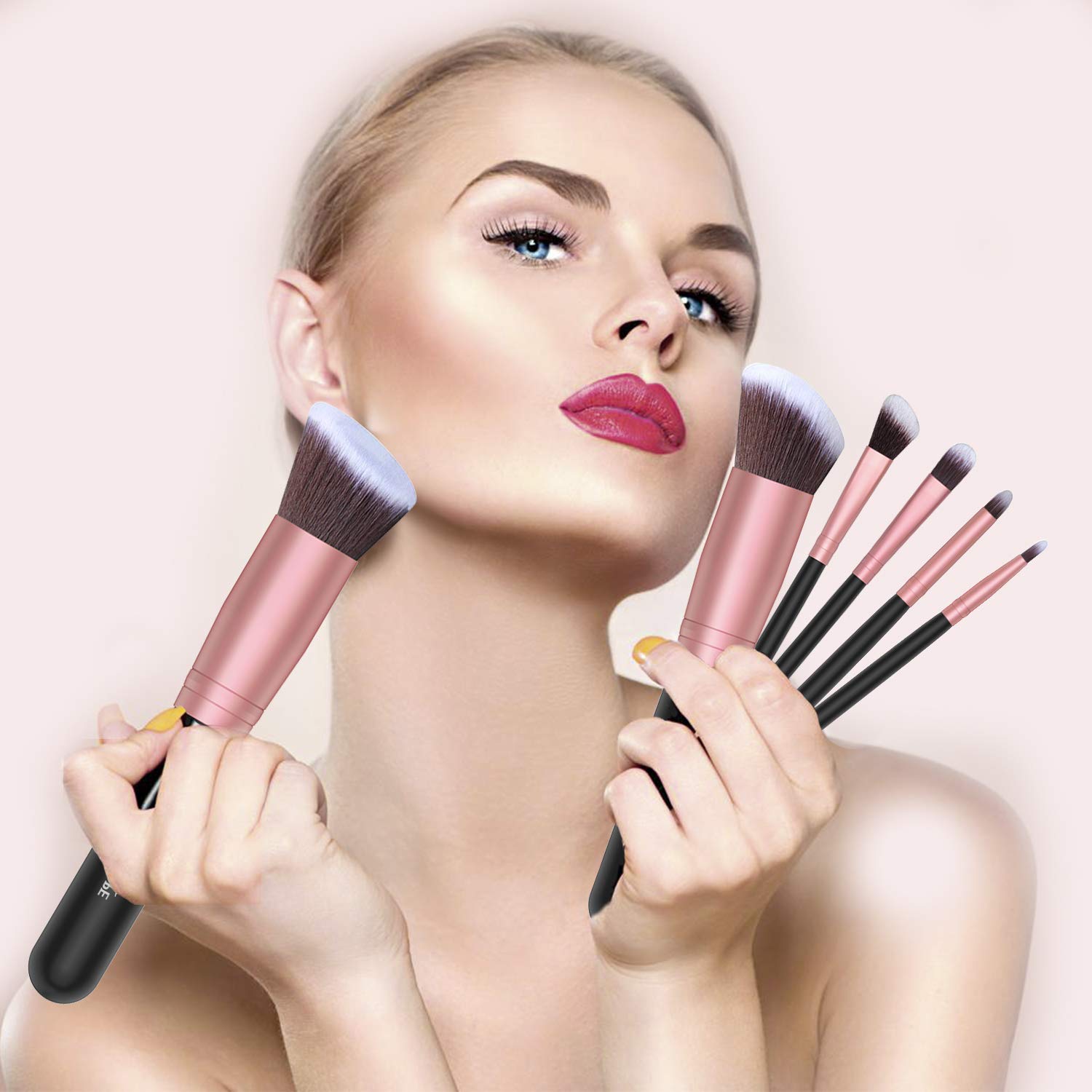 BESTOPE Makeup Brushes 16 PCs Makeup Brush Set Premium Synthetic Foundation Brush Blending Face Powder Blush Concealers Eye Shadows Make Up Brushes Kit (Rose Golden): Beauty