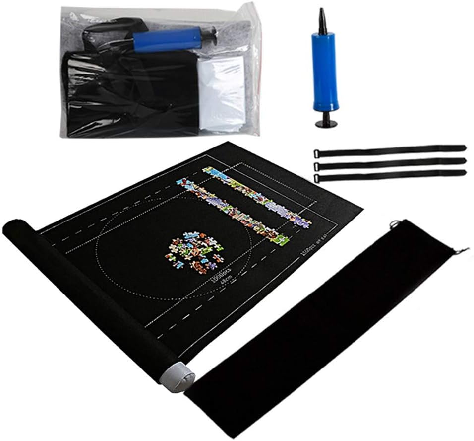 Ewendy Puzzle Roll Mat Kit For 1500/2000 Pieces Puzzle Storage,Puzzle Saver,Jigsaw Puzzle Roll Up Play Mat,24 X 46 inch (Black, Puzzle Mat Kit)