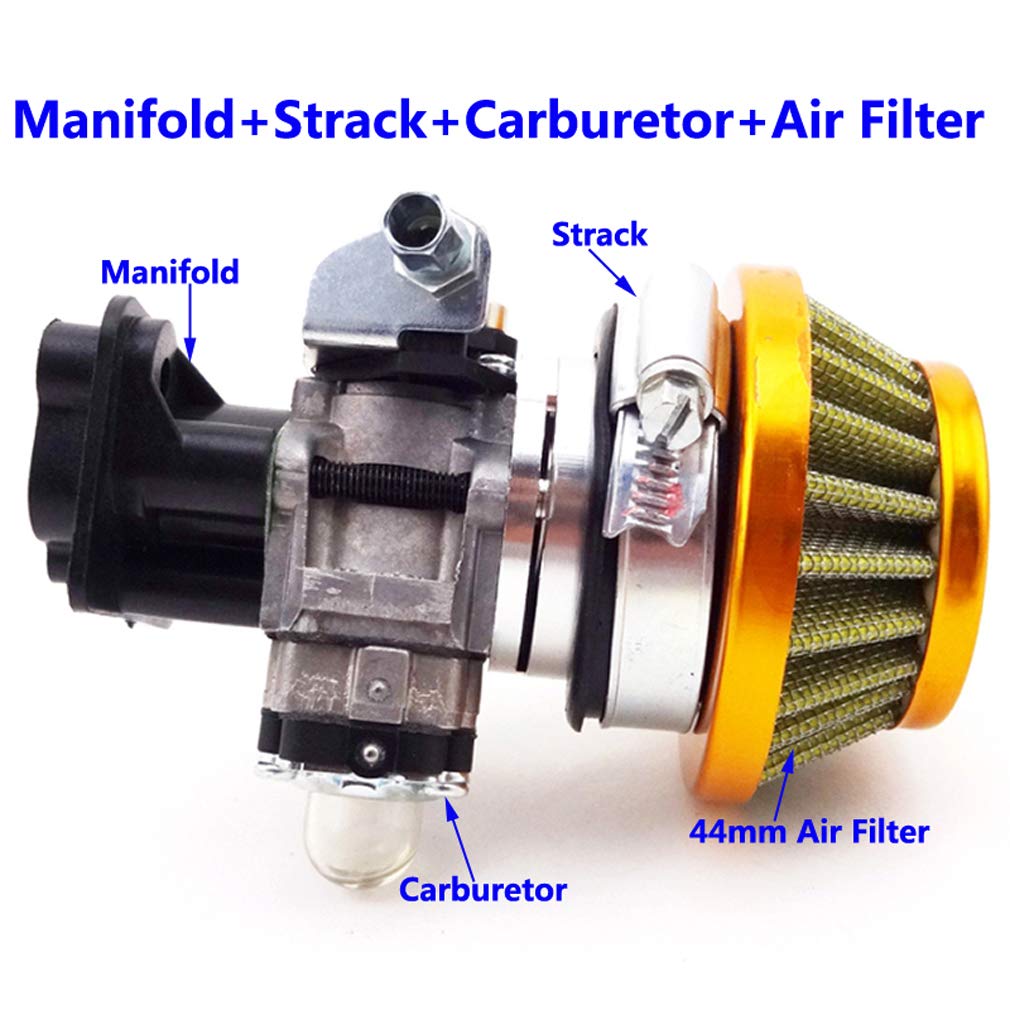 TCMotor 15mm Carb Carburetor 44mm Air Filter Alloy Stack Kit For 2