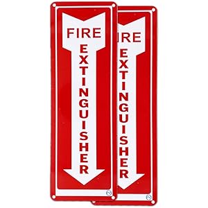 Fire Extinguisher Required Sign - For Indoor or Outdoor Use - 2 Signs White & Red - Hard & Durable Plastic with Holes - 12” x 4” - Pre-Drilled Mounting Holes