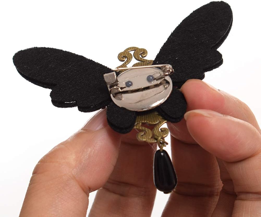 GRACEART Victorian Lolita Girl Black Butterfly Brooch Gothic Breast Pin Vintage Lapel Pin, Style-20 - Image 3