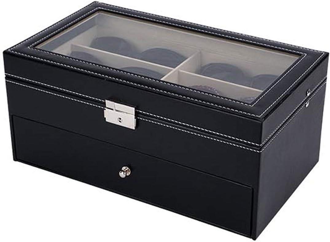 AUTOARK Leather 12 Piece Eyeglasses Storage and Sunglass Glasses Display Drawer Lockable Case Organizer,Black,AW-023: Home & Kitchen