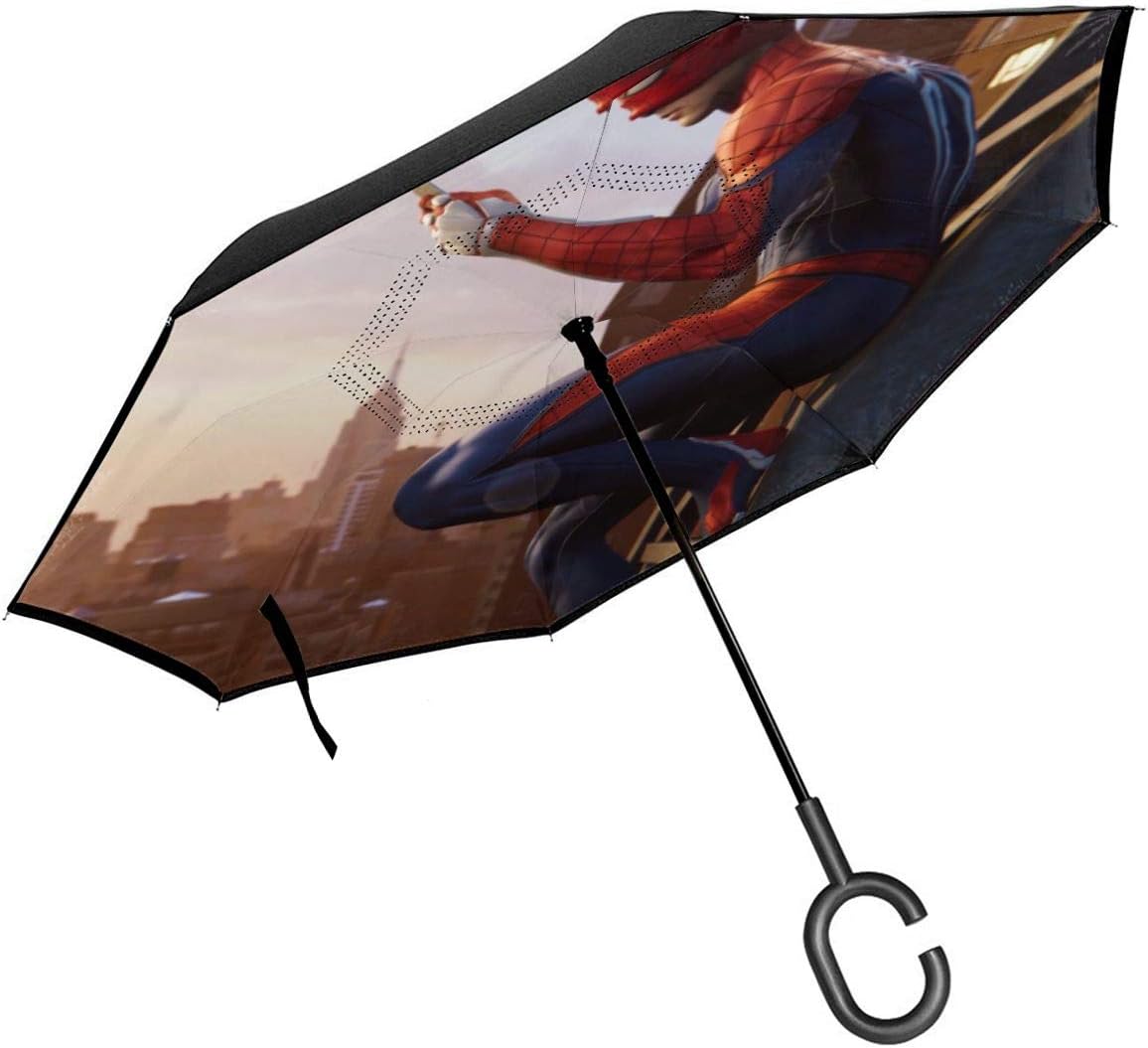 Avengers Spiderman Car Reverse Umbrella Layer Inverted Umbrellas Reverse Folding