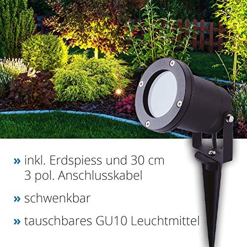 Isolicht LED Aufbaustrahler IP65 schwarz - Gartenstrahler/ -beleuchtung - Spot mit Erdspiess für aussen - für GU10… – Bild 3