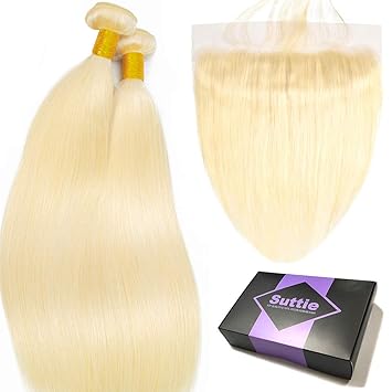 Amazon Com Suttie 613 Platinum Blonde Straight Real Hair Bundles