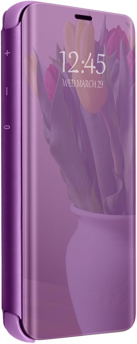 Pacyer Mirror Case compatible with Samsung Galaxy A71, Slim Clear S-View Flip Leather Holder Phone Cover with Kickstand Hard Anti-Scratch PC Cover for Galaxy A71