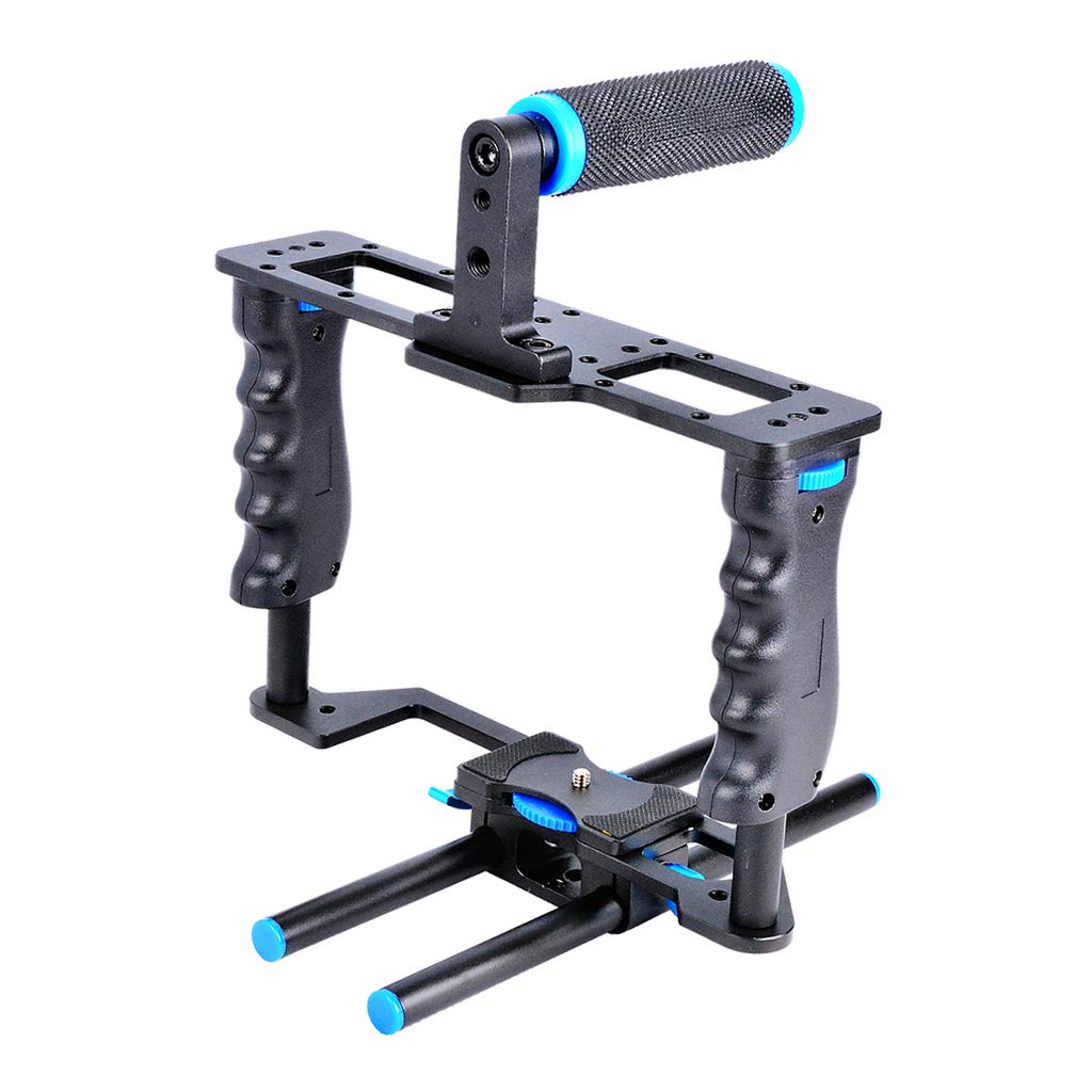 Almencla Camera Cage Kit with Top Handle Grip 15mm Rod