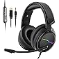 Jeecoo Stereo Gaming Headset for PS4, Xbox One S - Noise Cancelling Over Ear Headphones with Microphone - LED Light Soft Earmuffs Bass Surround Compatible with Xbox One PC Laptop Nintendo Switch Games