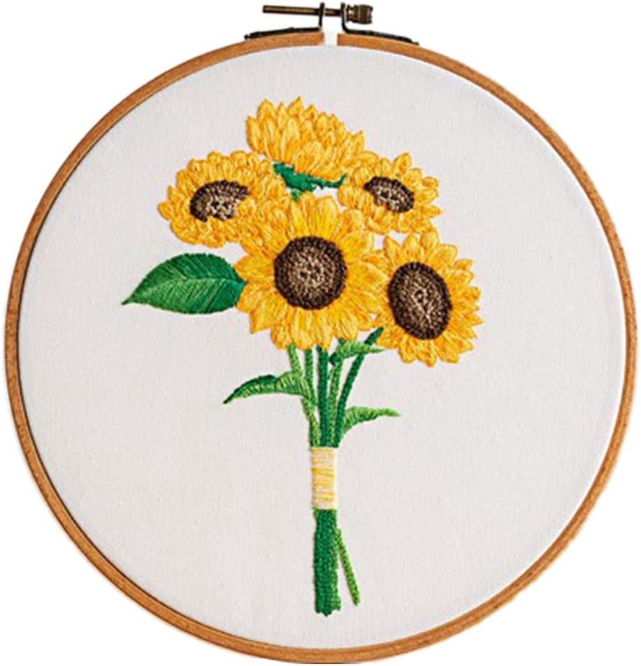 ianhuishangmaoyouxi DIY Embroidery Starter Kit, Pre Printed Ribbon Flower Pattern with Color Threads and Tools Cross Stitch Kit(4#)