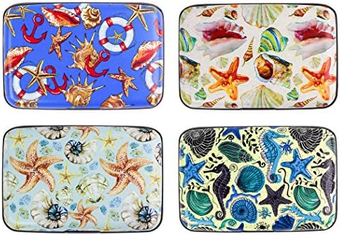 Seashell Armored Credit Card RFID Blocking Wallet Holder, Set of 4 Styles