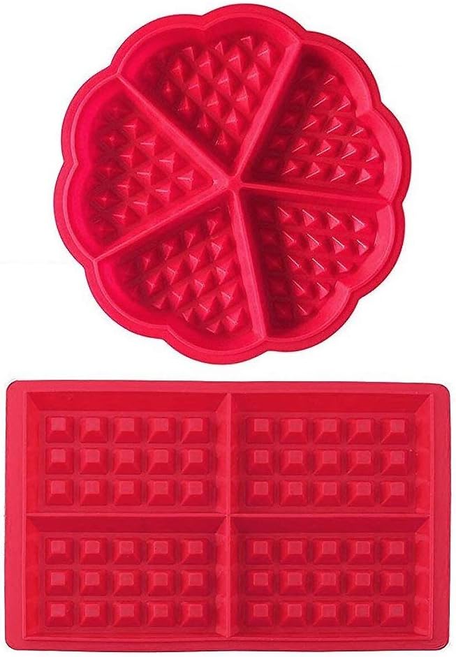 Set of 2 Waffle Mould Cake Mold Baking Tray Silicone Nonstick Reusable
