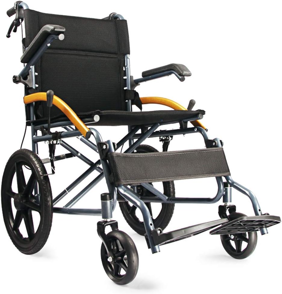 Wheelchair Folding Lightweight with Attendant Brakes Flip up Armrests
