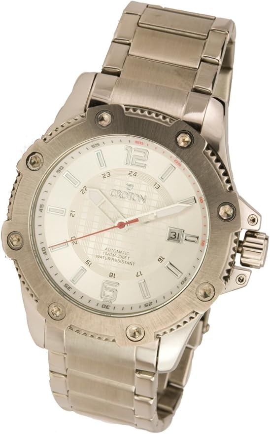 Mens Croton Steel Automatic 24 Hour Time Date Watch CA301182SSSL Watches