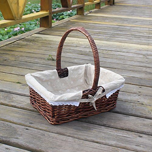 Pastoral Rattan Shopping Basket Fruit and Vegetable Picnic Picking Woven Basket
