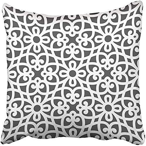 Customize Funny Throw Pillow Cover Square Arabic Style Intersecting Curved Elegant Lines and Scrolls Forming Floral Arabesque Cushion Pillowcase for Home,Garden,Office,Sofa Decor