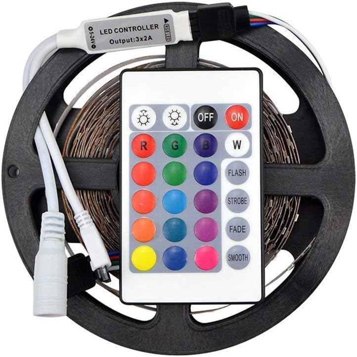 Enamic Uk Super LED Strip RGB Multicolored with Remote and Adapter for House Party and Decorations Diwali Light Special 5 Meter