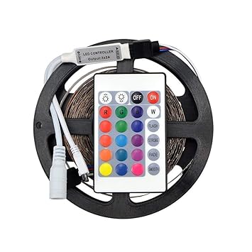 Enamic UK Super LED Strip RGB Multicolored with Remote and Adapter for House Party and Decorations Diwali Light Special 5 Meter || Make in India || H-20