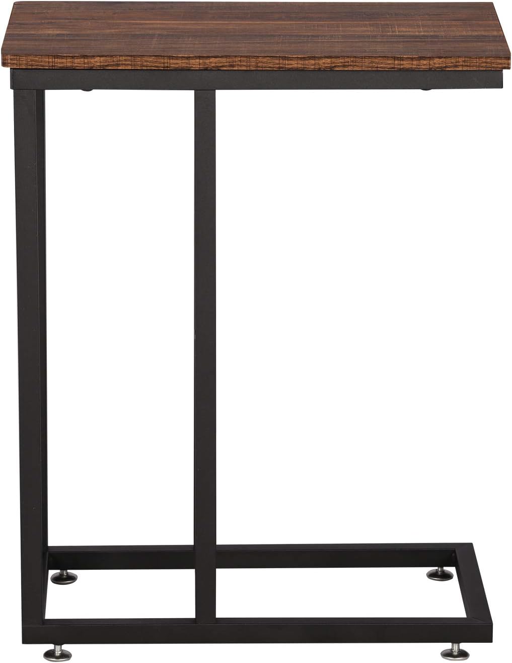 Vecelo Sofa Side Table End Coffee Table C Shaped For Laptop Wooden Top With Metal Frame For Home Office Living Room Brown End Tables