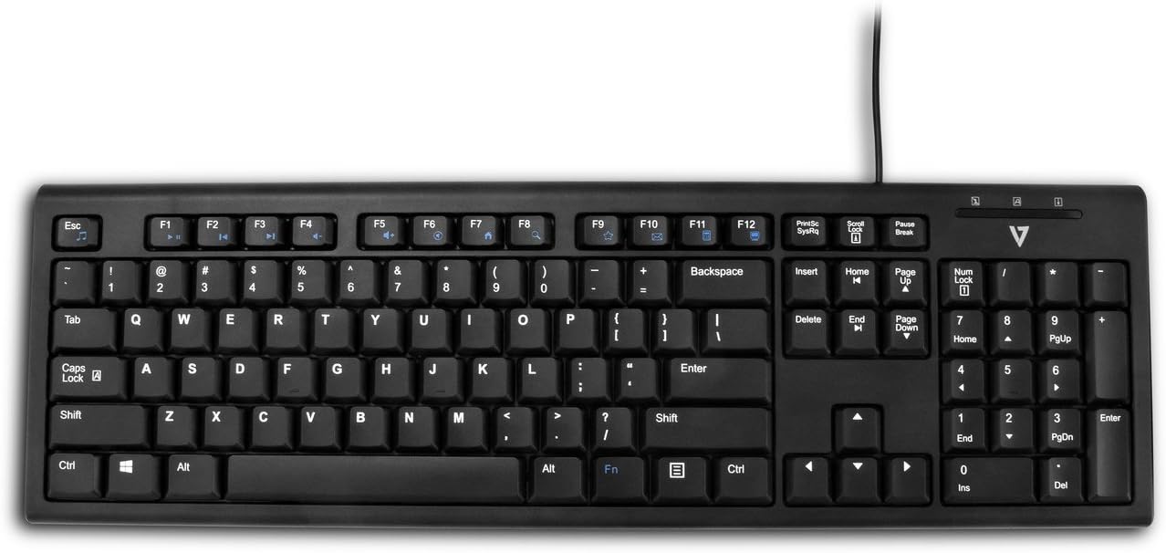 V7 KU100US-1E USB Wired Keyboard with PS2 Adapter