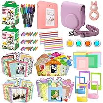 Xpix 135Pc. Fujifilm Instax Mini 8/8+ (Pink) Accessory Kit &ndash; includes 40 Instax Film, Case, Album, selfie mirror, 4 colored close up filters, 40 film frames, 12 color markers & Complete Bundle