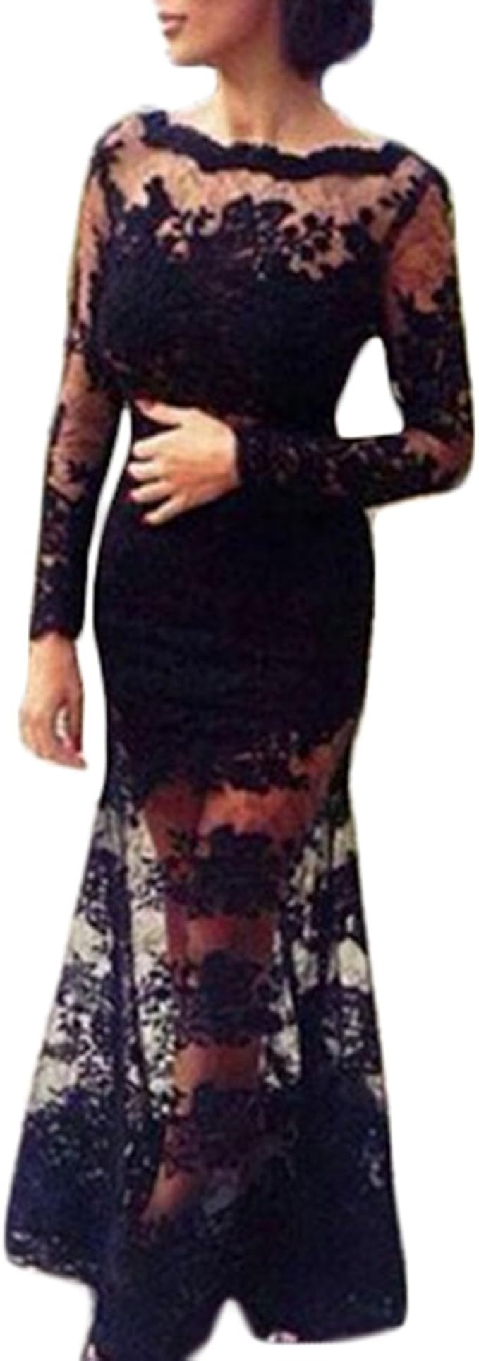 Wvsender Damen Kleid Spitzenkleider Cocktailkleider Abendkleider