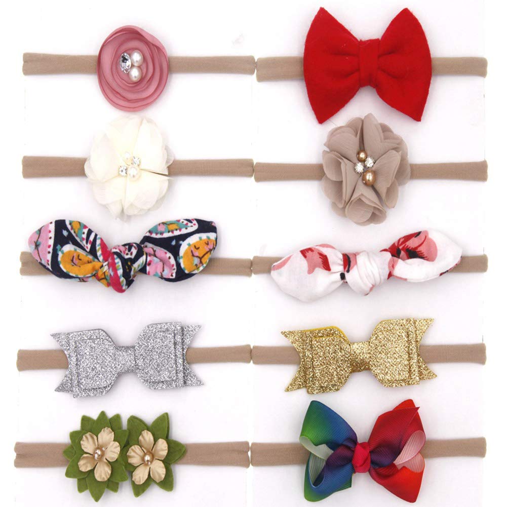 Baby Headband 10pcs Elastic Hair Accessories Toddler Girls Floral