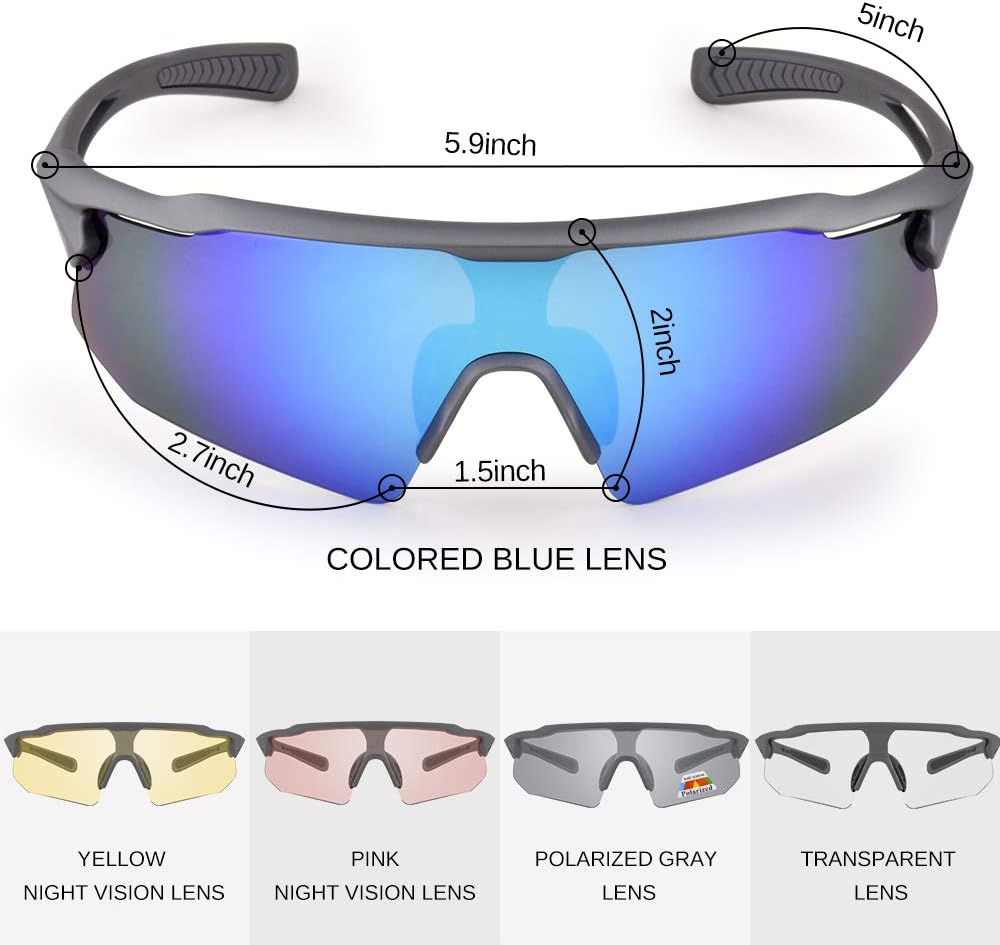 Snowledge Cycling Glasses with 5 Interchangeable Lens UV 400 Protection Polarised Sports Sunglasses for Men Women Running Climbing Fishing Driving Golfing - Image 4