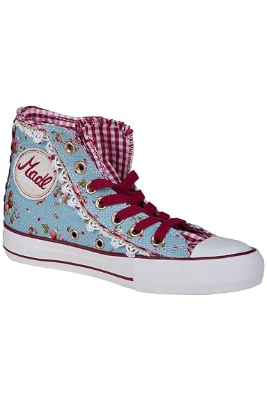 Krüger Madl Damen Sneaker im Chucks Look hellblau mit Blümchendruck, blau,