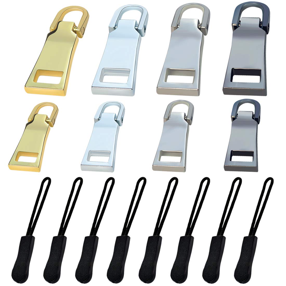 Miayon 36 PCS Zipper Pulls Zip Fixer Replacements Universal Zipper Repair Parts (4 Colors)