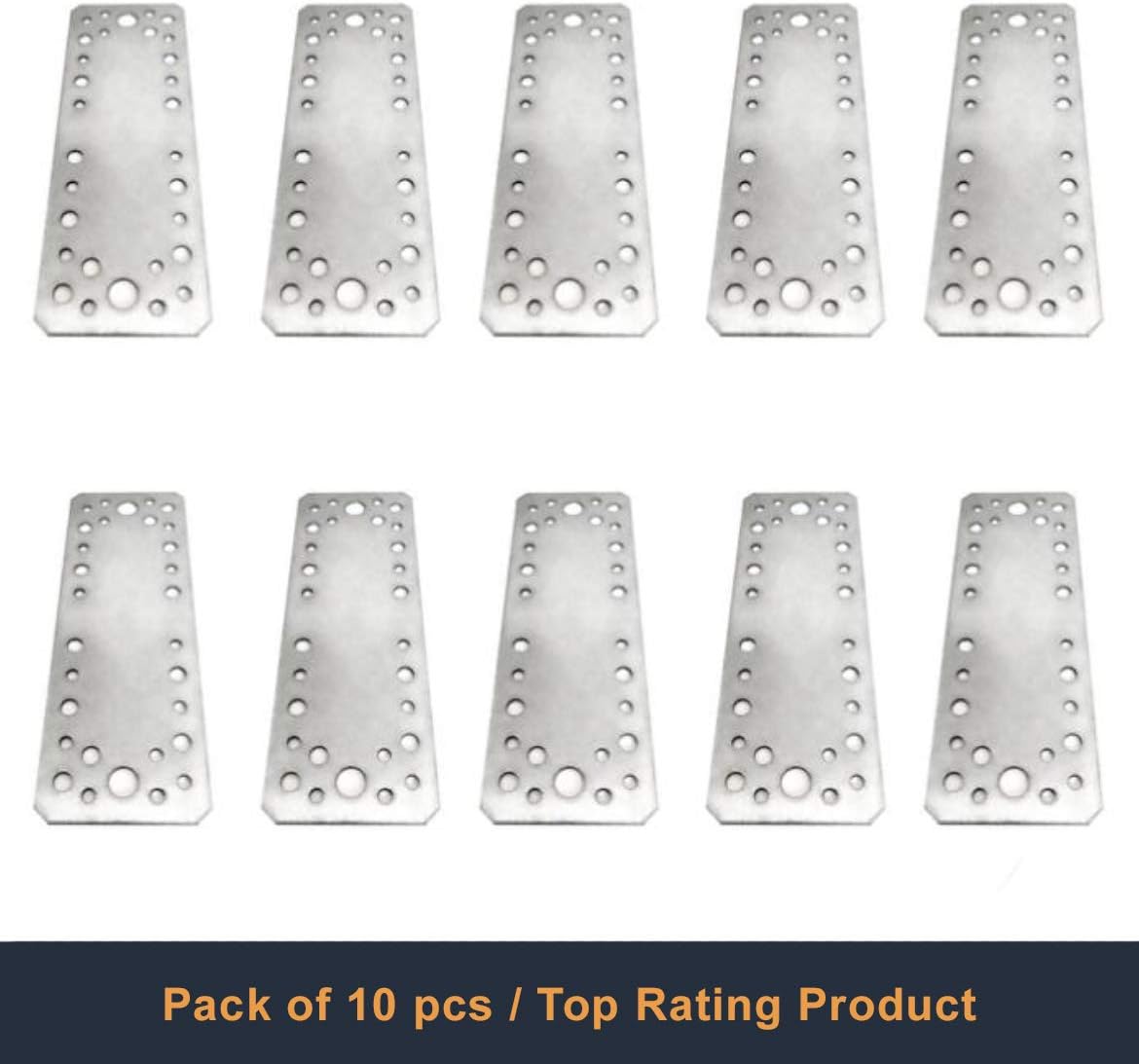 OMIDEAS 10 x Flat Joining Plates (180 x 65 x 2) Heavy Duty Straight Perforated Braces Brackets Timber Wood Metal Galvanised Steel Fixing Repair Connector - Image 3