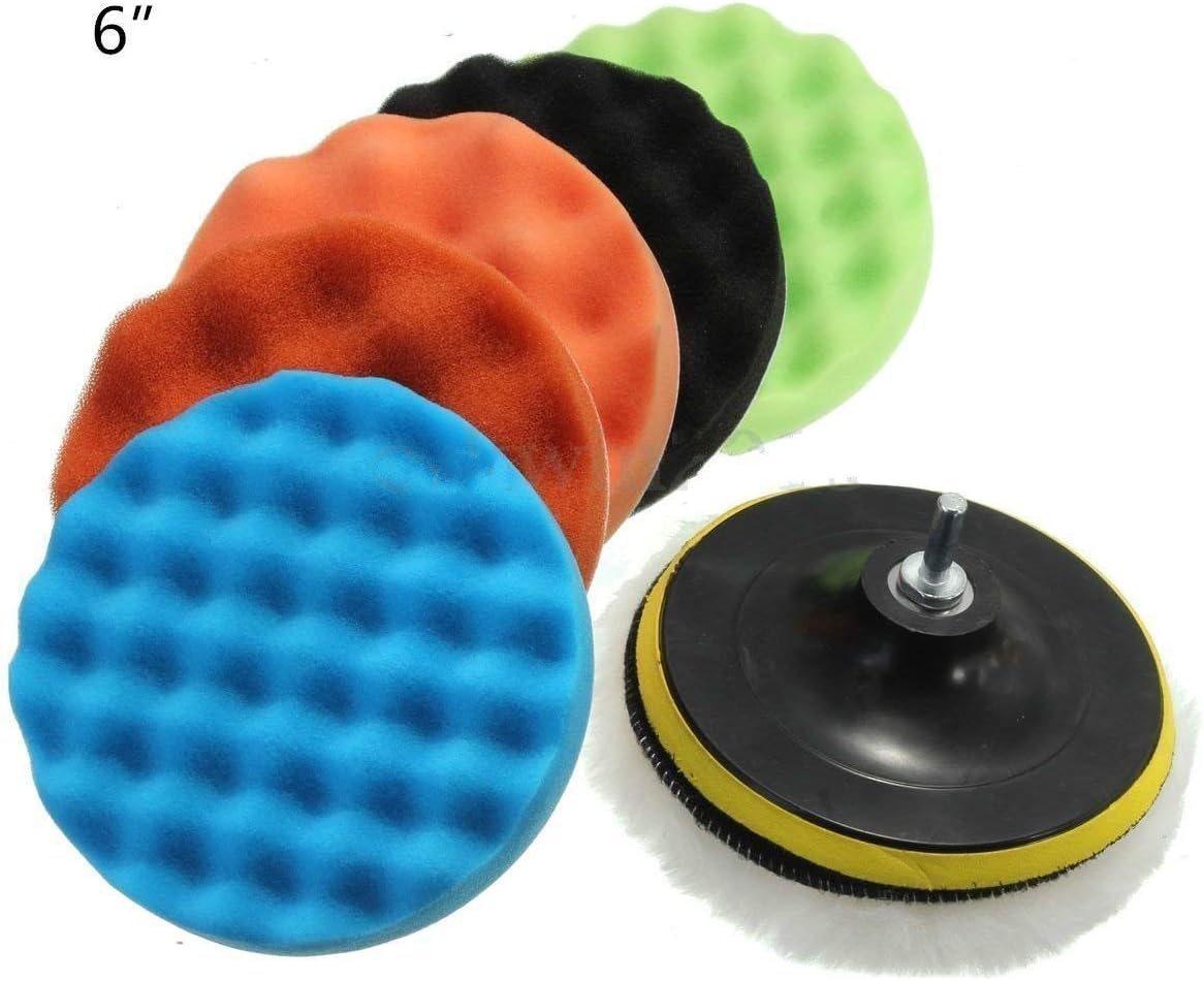 7x Mousses de lustrage 4/5/6/7" + Kit adaptateur perceuse M14 Amazon