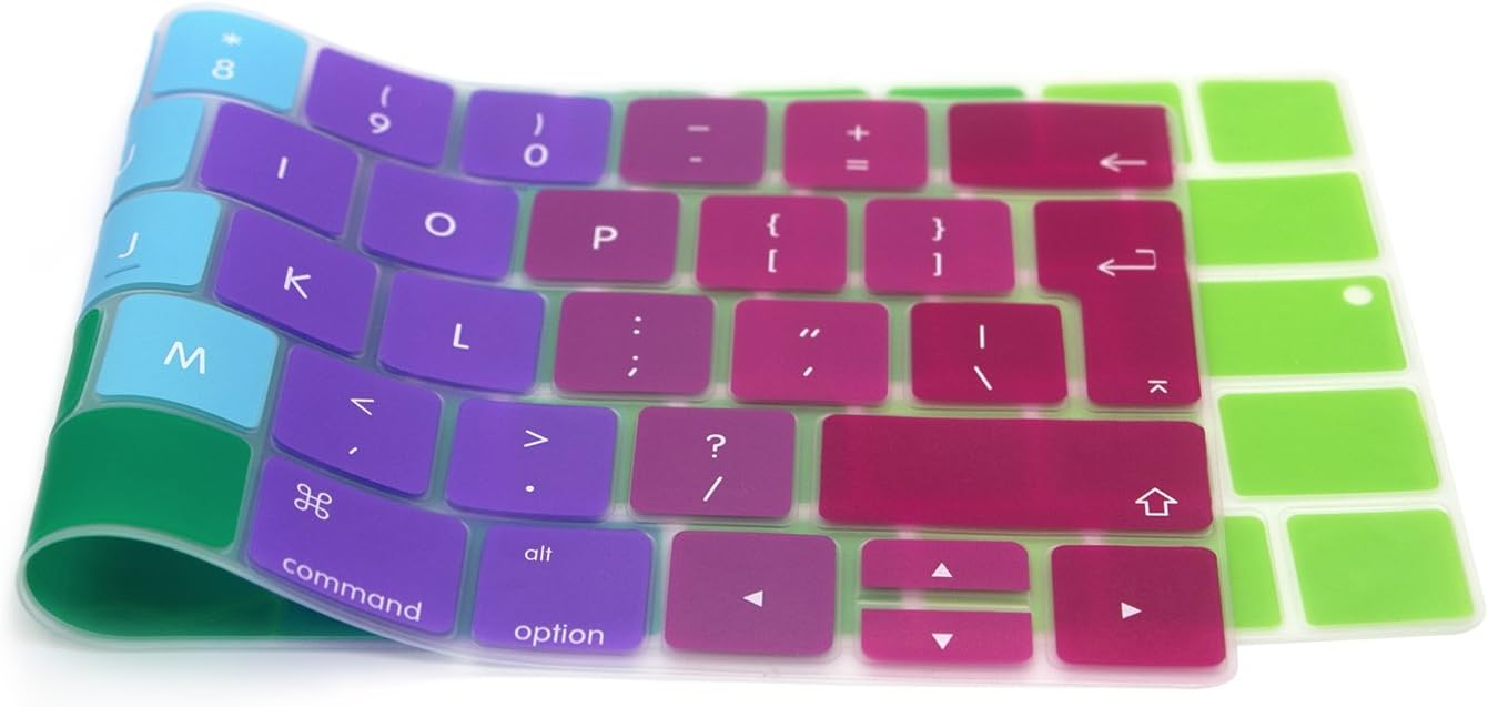 MMDW English UK Ombre Rainbow Silicone Keyboard Cover for MacBook Pro 13 15 inch 2019 2018 2017 2016 with Touch Bar&Touch ID Model:A2159 A1989 A1706/A1990 A1707,European Version - Image 5