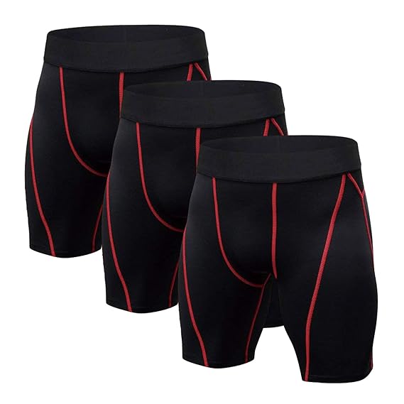 Niksa Sport Tights männer 3er Pack sportunterhosen kurz kompressionshosen Schwarz Herren laufunterwäsche funktionsunterwäsche