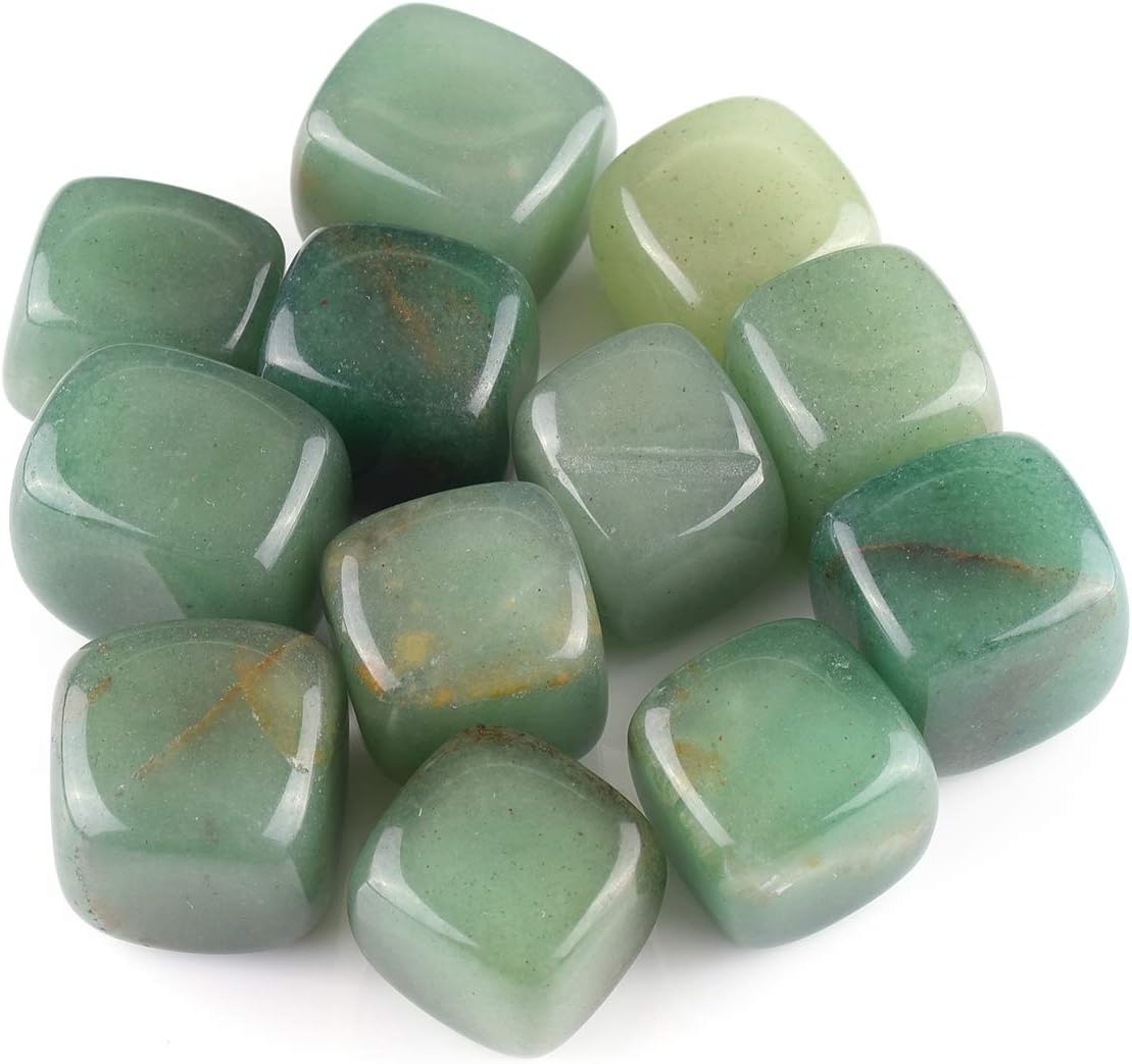 JOVIVI 12pc Natural Green Aventurine Tumble Stones Crystals Polished Tumbled Gemstones Minerals Healing Reiki Chakra Worry Palm Stone Set in Collection Box