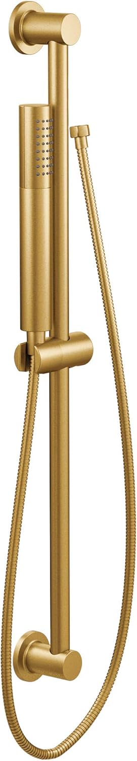 Moen 3887EPBG Collection Modern Eco-Performance Handshower Handheld Shower with 30 Slide Bar and 69-Inch Metal Hose, Brushed Gold