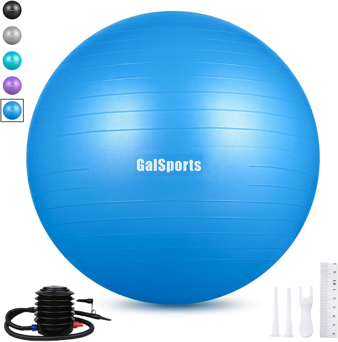 GalSports Exercise Ball (45cm-75cm), Anti-Burst Yoga Ball Chair Supports 2200lbs with Quick Pump, Stability Fitness Ball for Birthing & Core Strength Training & Physical Therapy