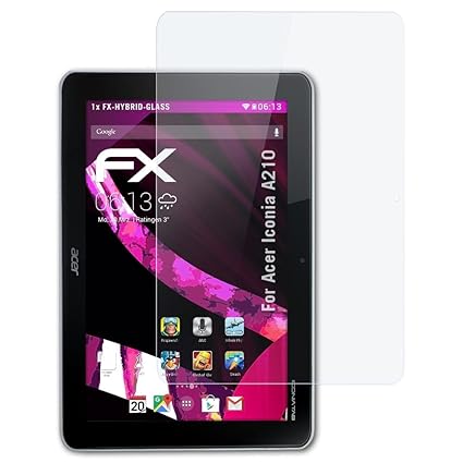 atFolix Glasfolie kompatibel mit Acer Iconia A210 Panzerfolie, 9H Hybrid-Glass FX Schutzpanzer Folie