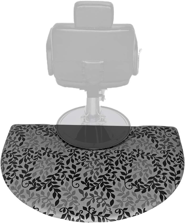 Mefeir 3’ x 4’ Semi Circle Salon Mat Anti Fatigue for Hair Stylist, 5/8’’ Thick Standing Floor Matt Under Styling Chair, Anti-Slip Warterproof Beauty Barber Supplies,Leaf Lines Color: Kitchen & Dining