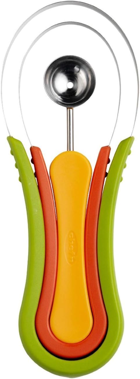 Wishbone Multifunction 3pcs Fruit Scoop Troop Melon Baller and Fruit Scoops Cutter Slicer Set of 3pcs